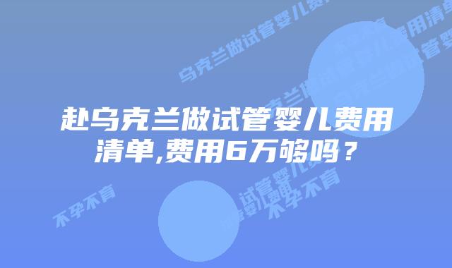 赴乌克兰做试管婴儿费用清单,费用6万够吗？
