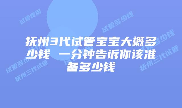 抚州3代试管宝宝大概多少钱 一分钟告诉你该准备多少钱
