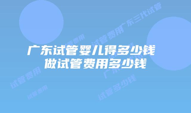 广东试管婴儿得多少钱 做试管费用多少钱