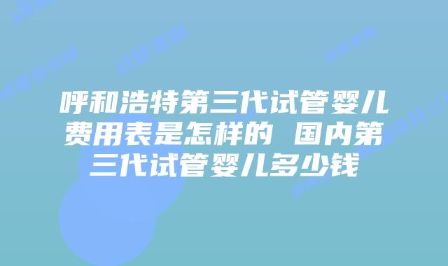 呼和浩特第三代试管婴儿费用表是怎样的 国内第三代试管婴儿多少钱
