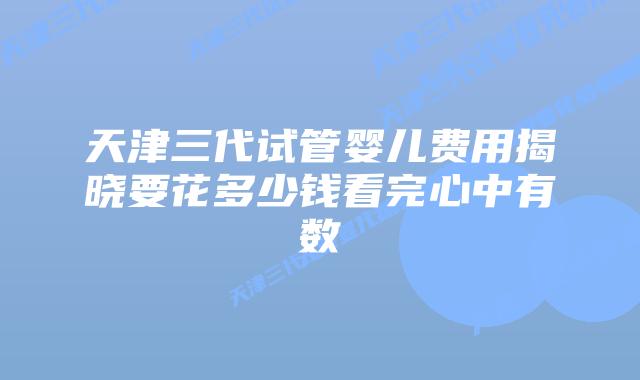 天津三代试管婴儿费用揭晓要花多少钱看完心中有数