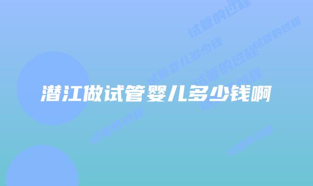 潜江做试管婴儿多少钱啊