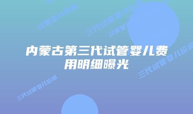 内蒙古第三代试管婴儿费用明细曝光