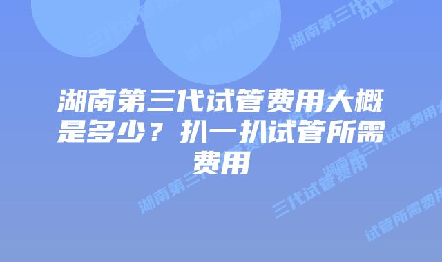 湖南第三代试管费用大概是多少？扒一扒试管所需费用