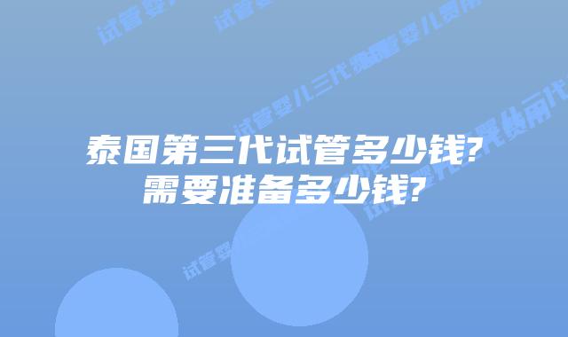 泰国第三代试管多少钱?需要准备多少钱?