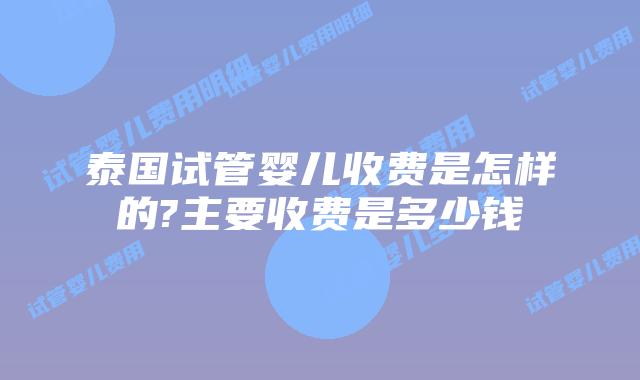 泰国试管婴儿收费是怎样的?主要收费是多少钱