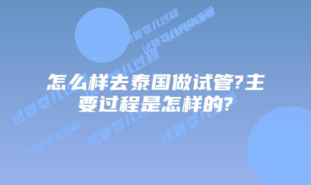 怎么样去泰国做试管?主要过程是怎样的?