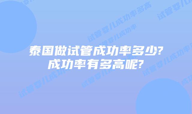 泰国做试管成功率多少?成功率有多高呢?