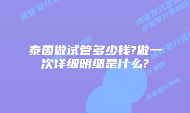 泰国做试管多少钱?做一次详细明细是什么?