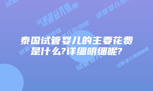 泰国试管婴儿的主要花费是什么?详细明细呢?
