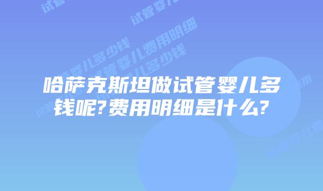 哈萨克斯坦做试管婴儿多钱呢?费用明细是什么?