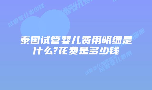 泰国试管婴儿费用明细是什么?花费是多少钱