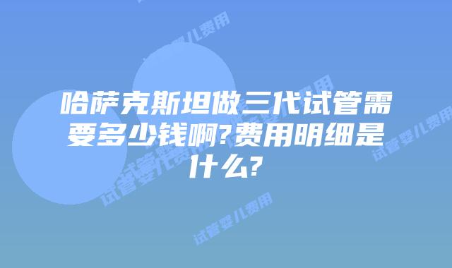 哈萨克斯坦做三代试管需要多少钱啊?费用明细是什么?