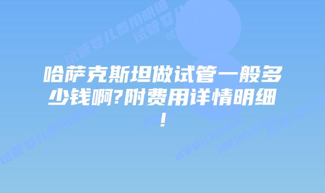 哈萨克斯坦做试管一般多少钱啊?附费用详情明细!