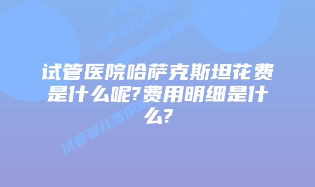 试管医院哈萨克斯坦花费是什么呢?费用明细是什么?