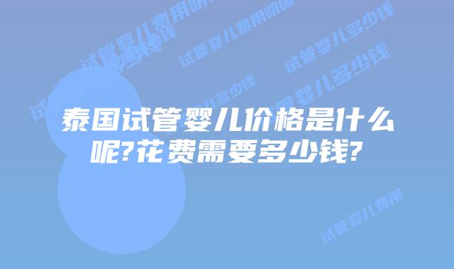 泰国试管婴儿价格是什么呢?花费需要多少钱?