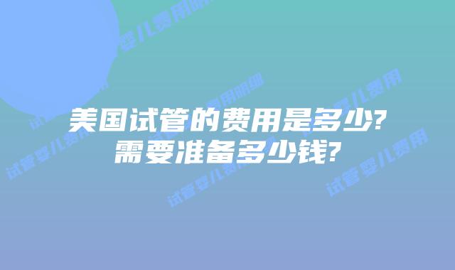 美国试管的费用是多少?需要准备多少钱?