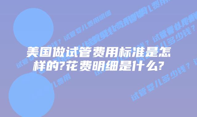 美国做试管费用标准是怎样的?花费明细是什么?