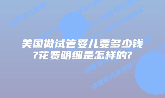 美国做试管婴儿要多少钱?花费明细是怎样的?