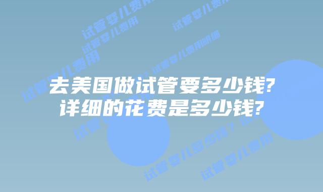 去美国做试管要多少钱?详细的花费是多少钱?