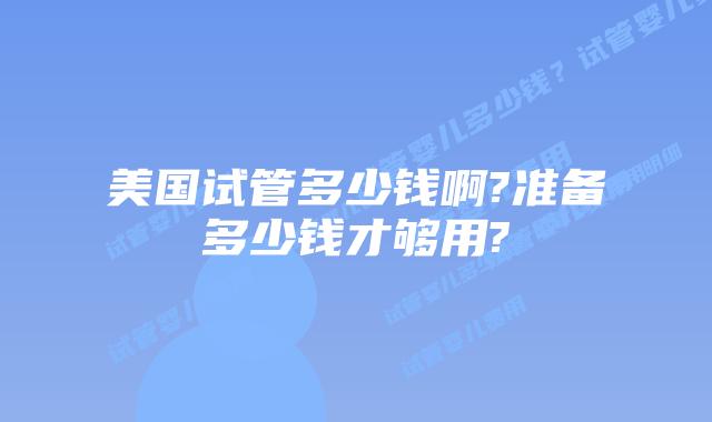 美国试管多少钱啊?准备多少钱才够用?