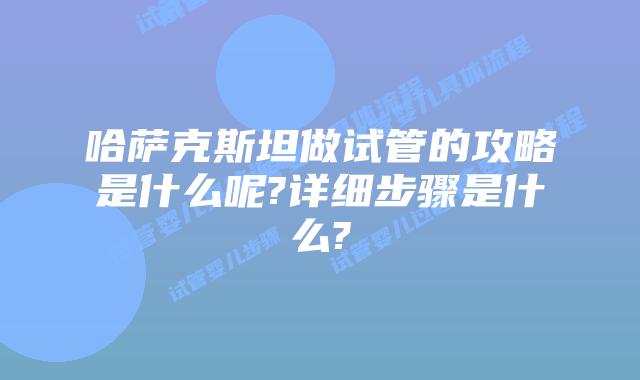 哈萨克斯坦做试管的攻略是什么呢?详细步骤是什么?