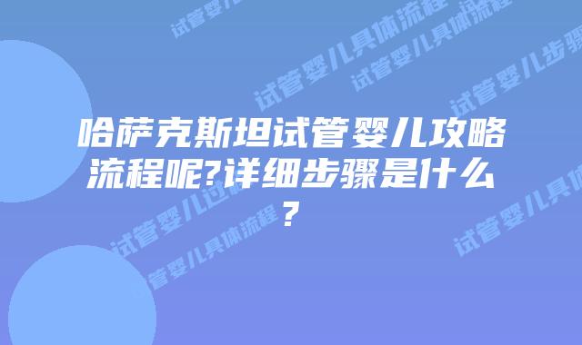 哈萨克斯坦试管婴儿攻略流程呢?详细步骤是什么?