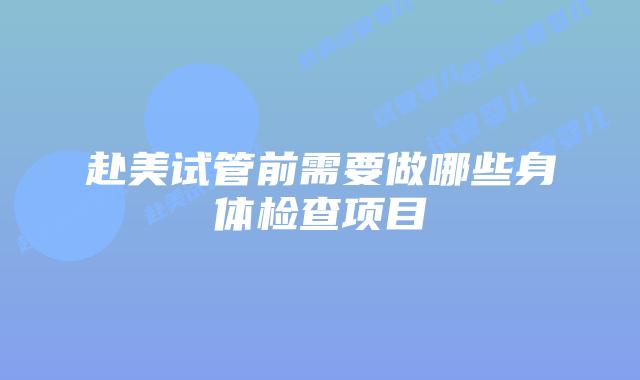 赴美试管前需要做哪些身体检查项目
