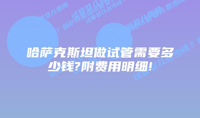 哈萨克斯坦做试管需要多少钱?附费用明细!