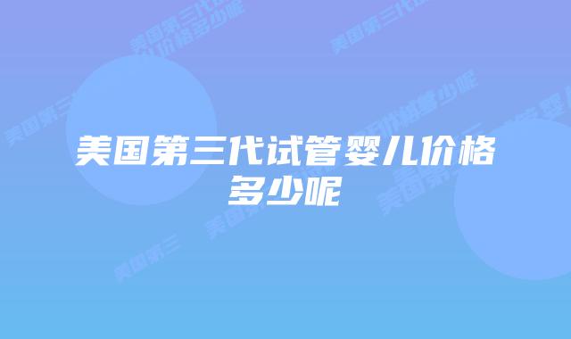 美国第三代试管婴儿价格多少呢
