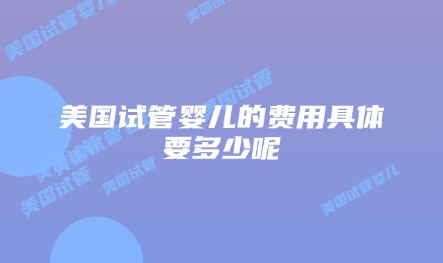 美国试管婴儿的费用具体要多少呢