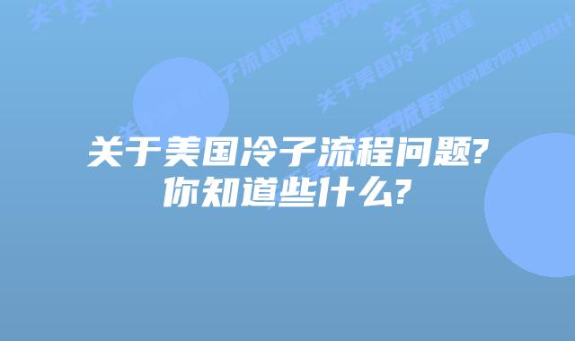 关于美国冷子流程问题?你知道些什么?
