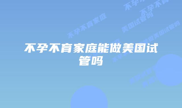 不孕不育家庭能做美国试管吗