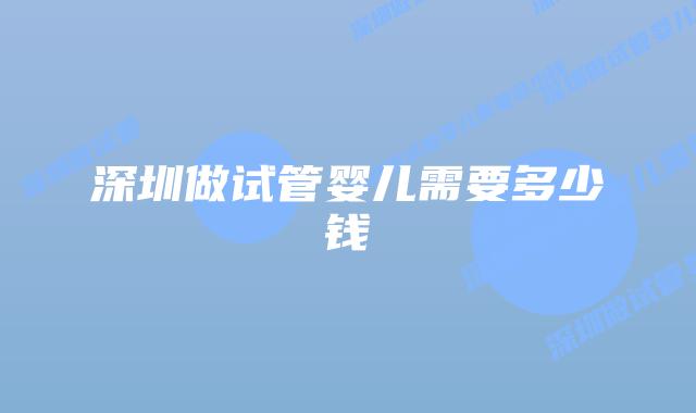 深圳做试管婴儿需要多少钱