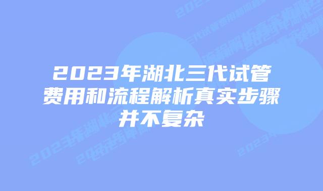 2023年湖北三代试管费用和流程解析真实步骤并不复杂