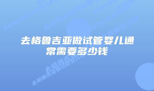 去格鲁吉亚做试管婴儿通常需要多少钱