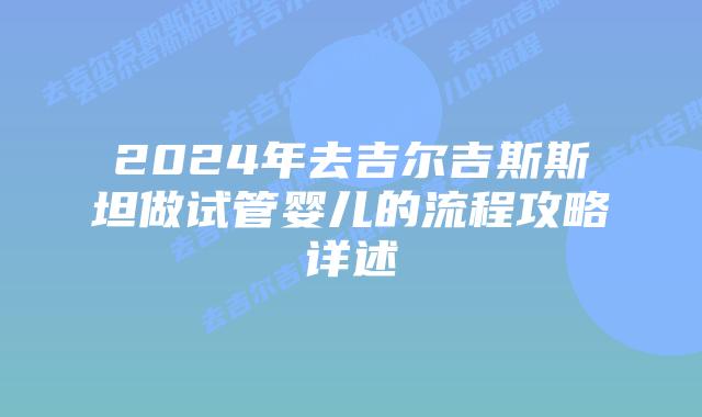 2024年去吉尔吉斯斯坦做试管婴儿的流程攻略详述