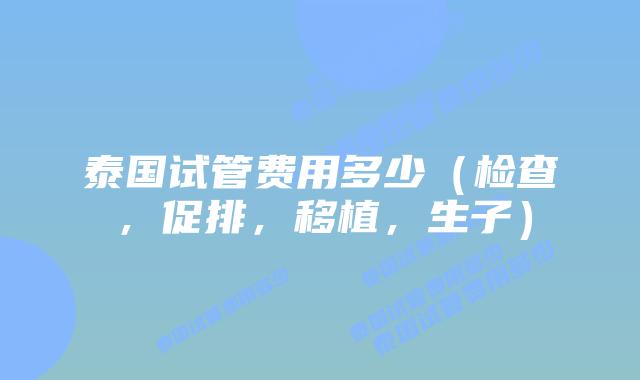 泰国试管费用多少（检查，促排，移植，生子）