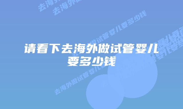 请看下去海外做试管婴儿要多少钱