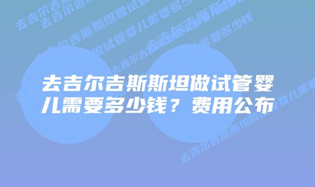 去吉尔吉斯斯坦做试管婴儿需要多少钱?费用公布