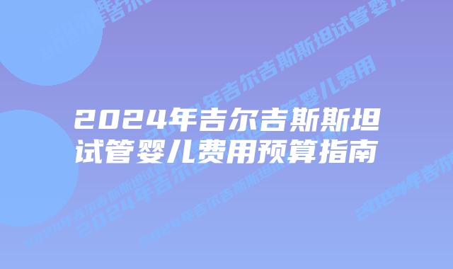 2024年吉尔吉斯斯坦试管婴儿费用预算指南