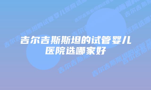 吉尔吉斯斯坦的试管婴儿医院选哪家好