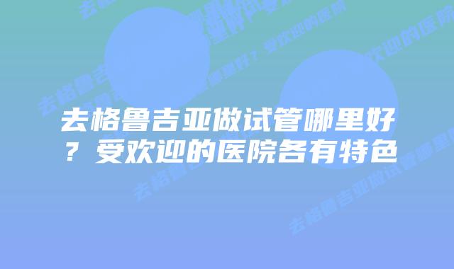 去格鲁吉亚做试管哪里好?受欢迎的医院各有特色