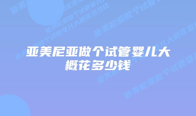 亚美尼亚做个试管婴儿大概花多少钱