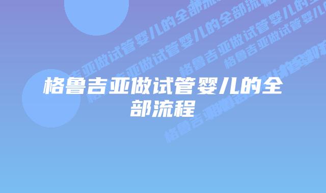 格鲁吉亚做试管婴儿的全部流程