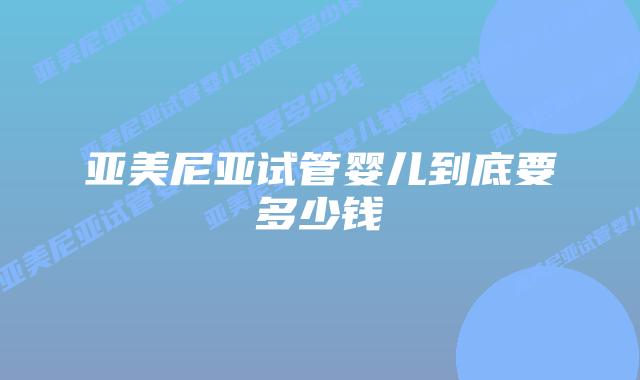 亚美尼亚试管婴儿到底要多少钱