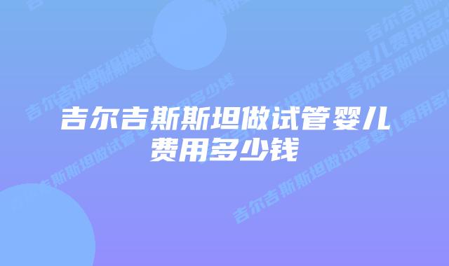 吉尔吉斯斯坦做试管婴儿费用多少钱