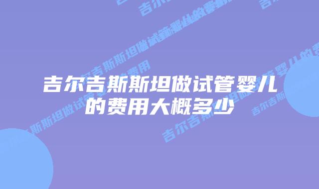 吉尔吉斯斯坦做试管婴儿的费用大概多少