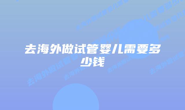 去海外做试管婴儿需要多少钱