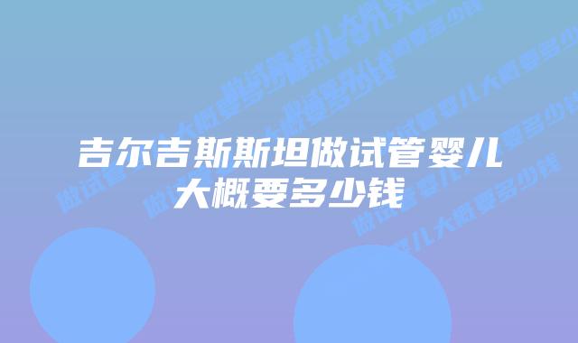 吉尔吉斯斯坦做试管婴儿大概要多少钱